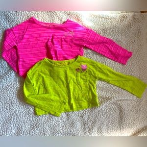 Set of two long sleeved shirts, crop tops, little girls size 4T and 5T